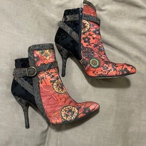 Desigual Patchwork Brocade Heeled Ankle Boots 41